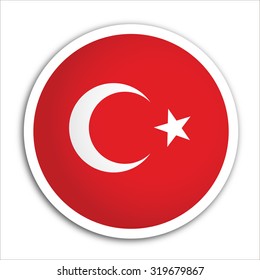 turkey flag Button Vector - flag icons