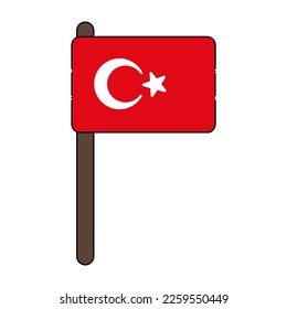 Bandera de Turquía. Ilustración vectorial de color de dibujos animados.
