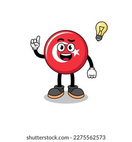 turkey flag cartoon with get an idea pose , character design