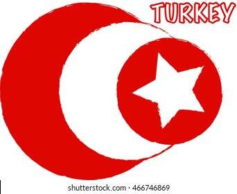 Turkey flag, circle design for printing