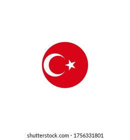 Turkey flag circle icon vector on a white background