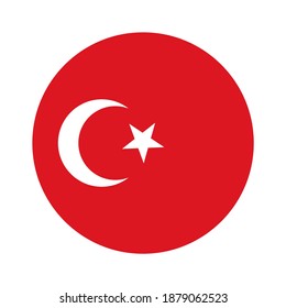 Turkey flag circle on white background. 
