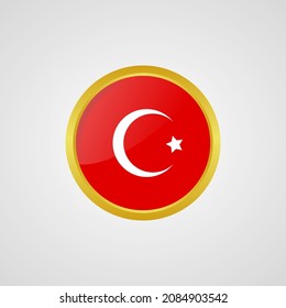 Turkey flag circular shape with gold circle can be used as graphic design.