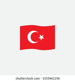 Turkey flag colors flat icon, vector sign, waving flag of Turkey colorful pictogram isolated on white. Symbol, logo illustration. Flat style design