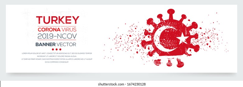 Turkey flag with corona virus Symbol, (2019-nCoV), vector illustration.