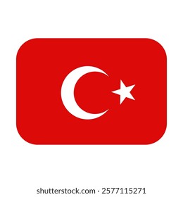 Turkey flag design icon. Vector illustration on white background of turkey flag.