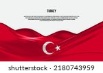 Turkey flag design. Waving Turkish flag made of satin or silk fabric. Vector Illustration.