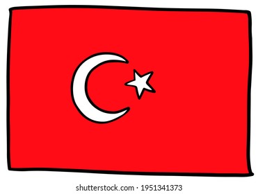 Bandera de Turquía Dibujo a mano de perro simple ilustración vectorial 