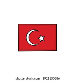 Turkey flag in drawing style isolated vector  Hand drawn object illustration for your presentation  teaching materials others 