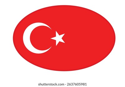 Turkey flag ellipse shaped. vector	