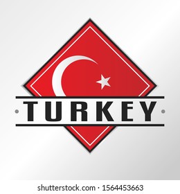 Turkey Flag Emblem. Vector Design National. Illustration Country Symbol.