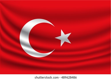 Turkey flag fabric bottom wave vector illustration.