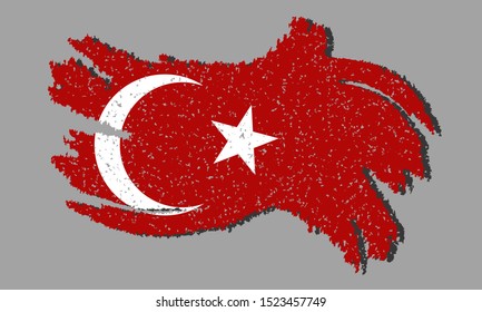 Turkey flag grunge, Turkey flag with shadow on isolated background, vector illustration