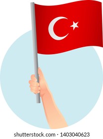 Turkey flag in hand icon