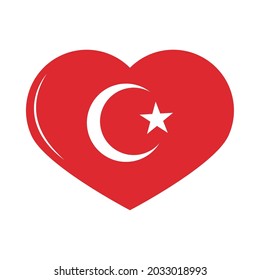 bandera de turquía en icono del corazón aislado