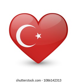 Turkey Flag Heart Love Emoji Icon Object Symbol Gradient Vector Art Design Cartoon Isolated.