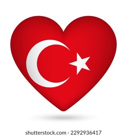 Turkey flag in heart shape. Vector illustration.