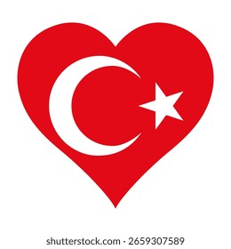 Türkei Flagge herzförmigen Symbol digitale Vektorgrafik. Nationalflagge der Türkei. Liebesfahne-Symbol.