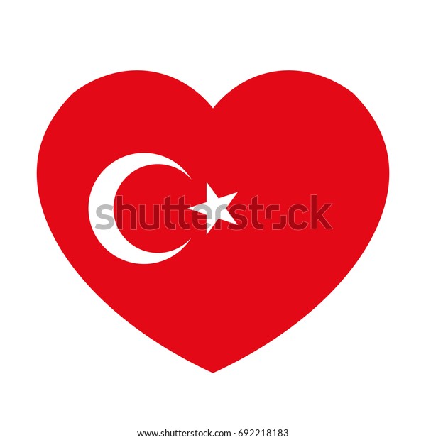 Turkey Flag Heart Turkish Flag Vector Stock Vector (Royalty Free