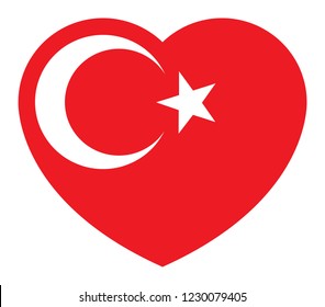 turkey flag and heart vector