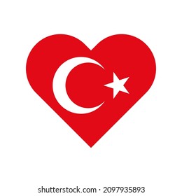 turkey flag heart. vector illustration solated on white background
