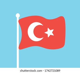 Turkey flag icon cartoon flat vector