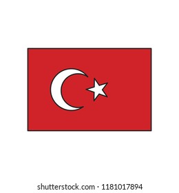 Turkey flag icon. Cartoon turkey flag vector icon for web design isolated on white background
