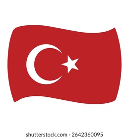 Ícone Da Bandeira Da Turquia. Símbolo de Crescente e Estrela em Design de Retângulo Vermelho