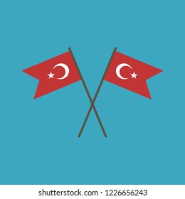 Turkey flag icon in flat design. Independence day or National day holiday concept.