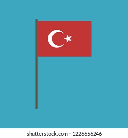 Turkey flag icon in flat design. Independence day or National day holiday concept.