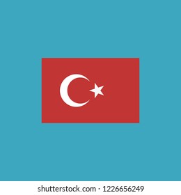 Turkey flag icon in flat design. Independence day or National day holiday concept.