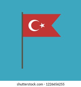 Turkey flag icon in flat design. Independence day or National day holiday concept.