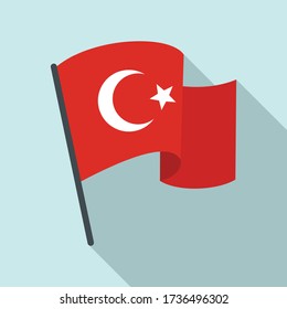 Icono de la bandera de Turquía. Ilustración plana del icono del vector del indicador de turquía para el diseño web