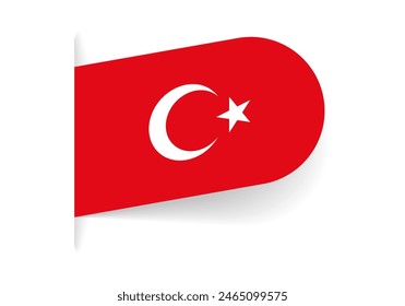 Turkey flag icon, logo or tag. Turkish national symbol banner. Vector illustration.