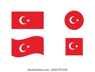  Turkey Flag Icon – Official National Flag of  Turkey in Flat Vector Style with Standard Colors and Proportions.
