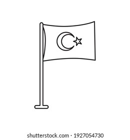 turkey flag icon over white background, line style, vector illustration