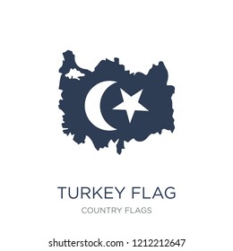 Turkey flag icon. Trendy flat vector Turkey flag icon on white background from Country Flags collection, vector illustration can be use for web and mobile, eps10