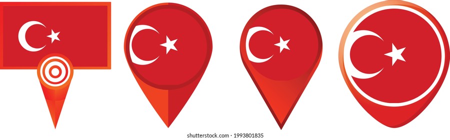 Icono de la bandera de Turquía . conjunto de iconos web . colección de iconos. Ilustración vectorial simple.