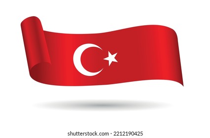 Turkey flag icon.Ribbon with flag of Turkey.