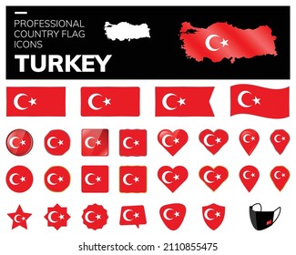 Turkey Flag Icons Vector
Professional Country flag icons