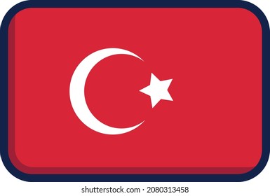 Turkey flag illustration icon design flat