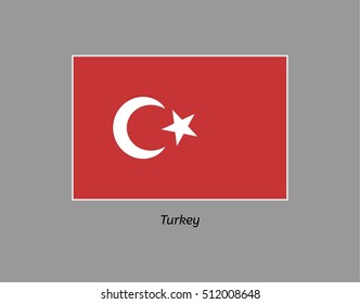 Turkey flag. Illustration of the flag on gray backgound. Illustration contains text: turkey