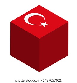 Türkei Flagge - isometrischer 3D-Würfel isoliert auf weißem Hintergrund. Vektor-Objekt.