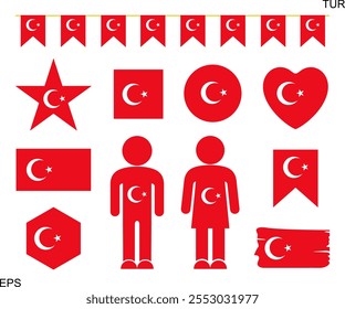 Turkey flag logo. Isolated Turkey flag on white background. Türkiye