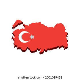 bandera turca en imagen aislada del país del mapa