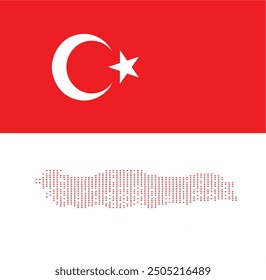 Turkey Flag And Map With White Background.
