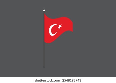 Turkey flag, The flag of Turkey, Flag of Turkey national country symbol illustration Vector, Rectangle Turkey flag illustration, Flat vector illustration
