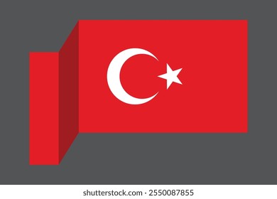 Turkey flag, The flag of Turkey, Flag of Turkey national country symbol illustration Vector, Rectangle Turkey flag illustration, Flat vector illustration
