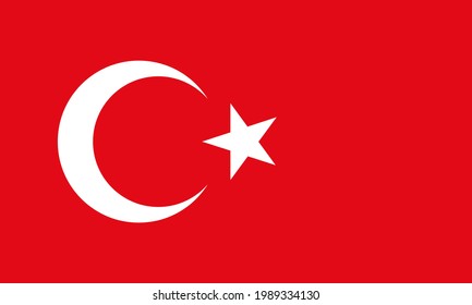 Turkey Flag, Türk bayrağı, National flag of Turkey, Turkish flag in standard proportion color mode RGB. vector illustration