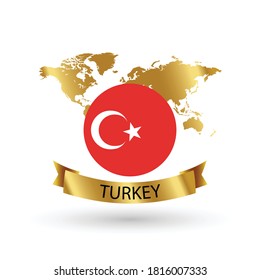 Turkey Flag .official national flags of the world series. circular design . Vector